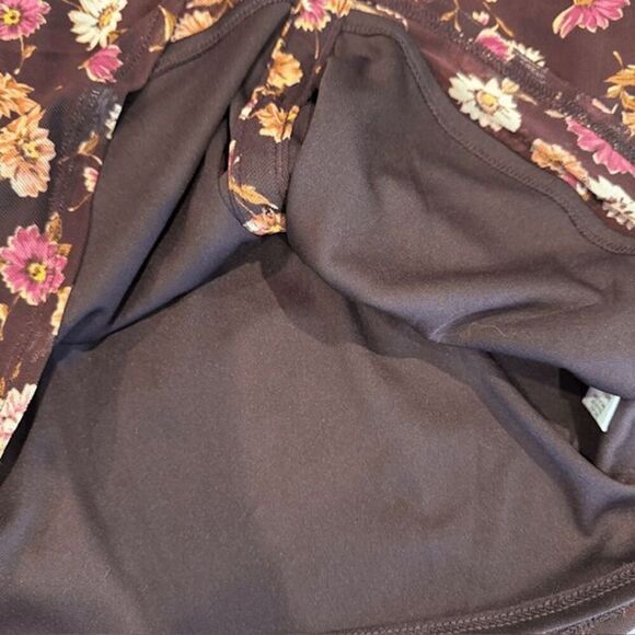 Live to be Spoiled Gauzy Ruched Dress Bordeaux Wine Floral Button Front Medium - Picture 6 of 12